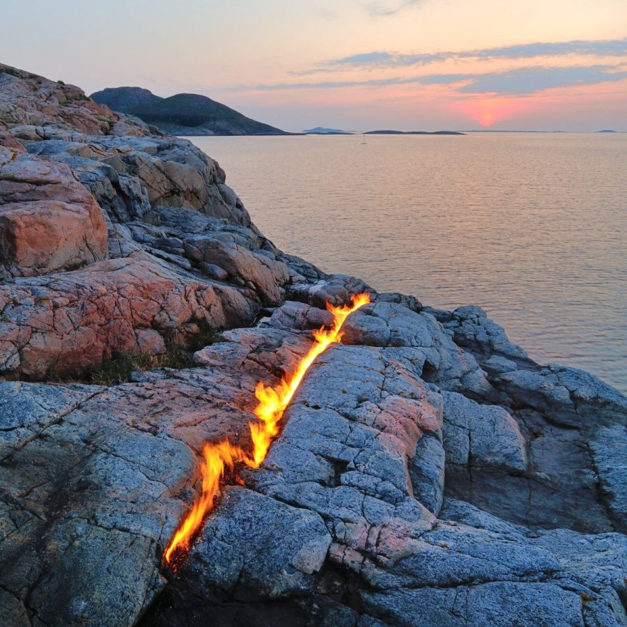 Burning Rock at Sunset